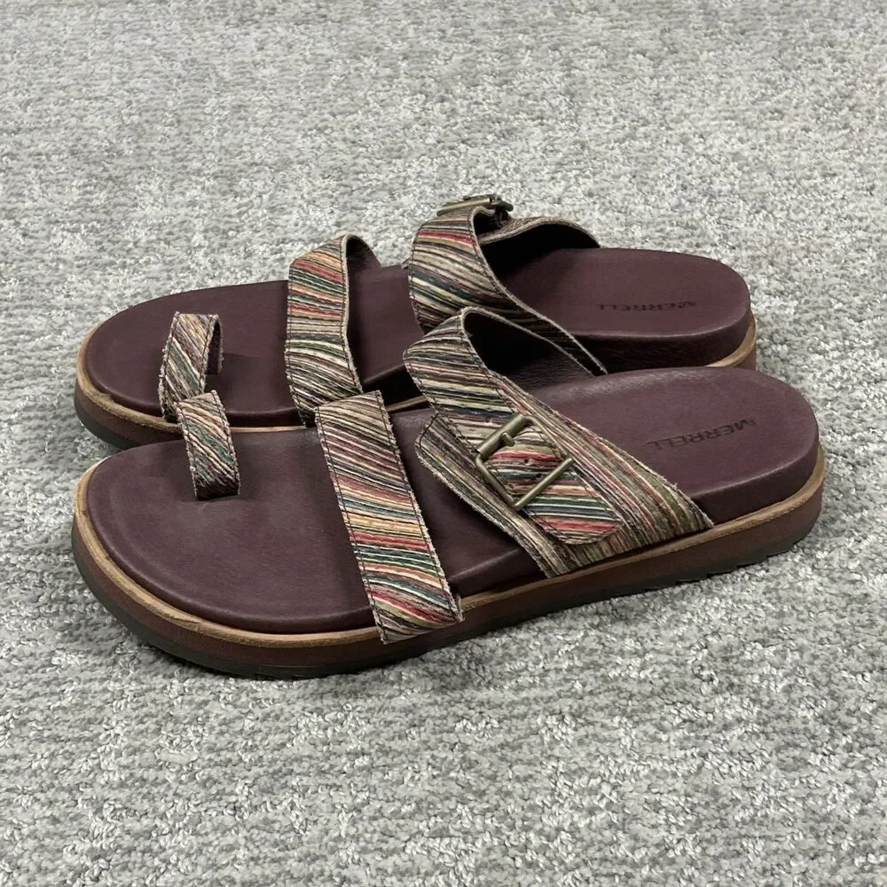 Merrell Juno Sandals Womens 10 Striped Toe Loop Summer Beach Comfort Slip On